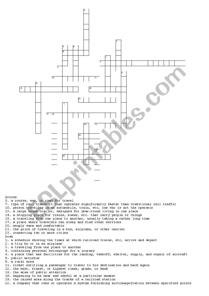 Crossword worksheet