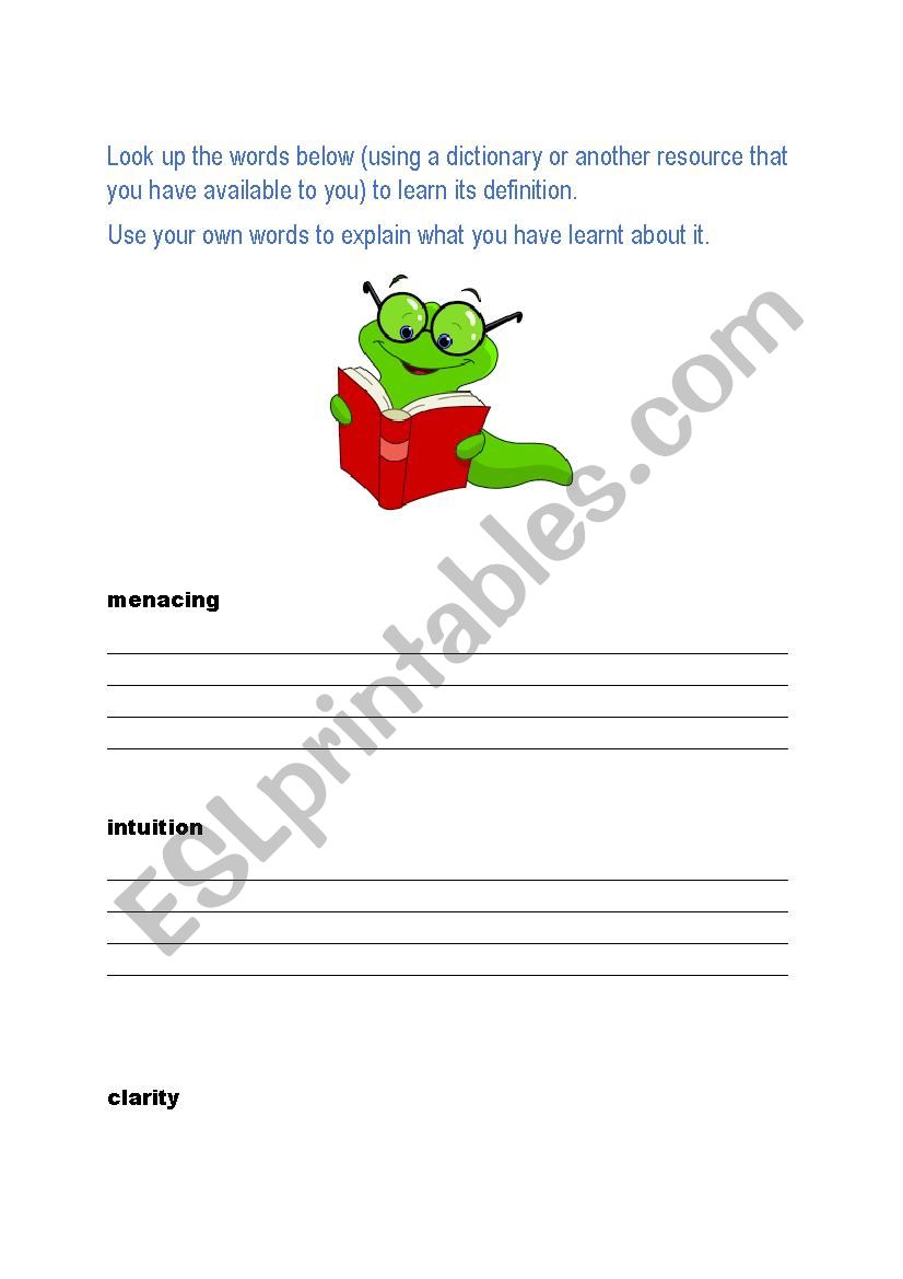 Vocabulary words for EL Deafo worksheet