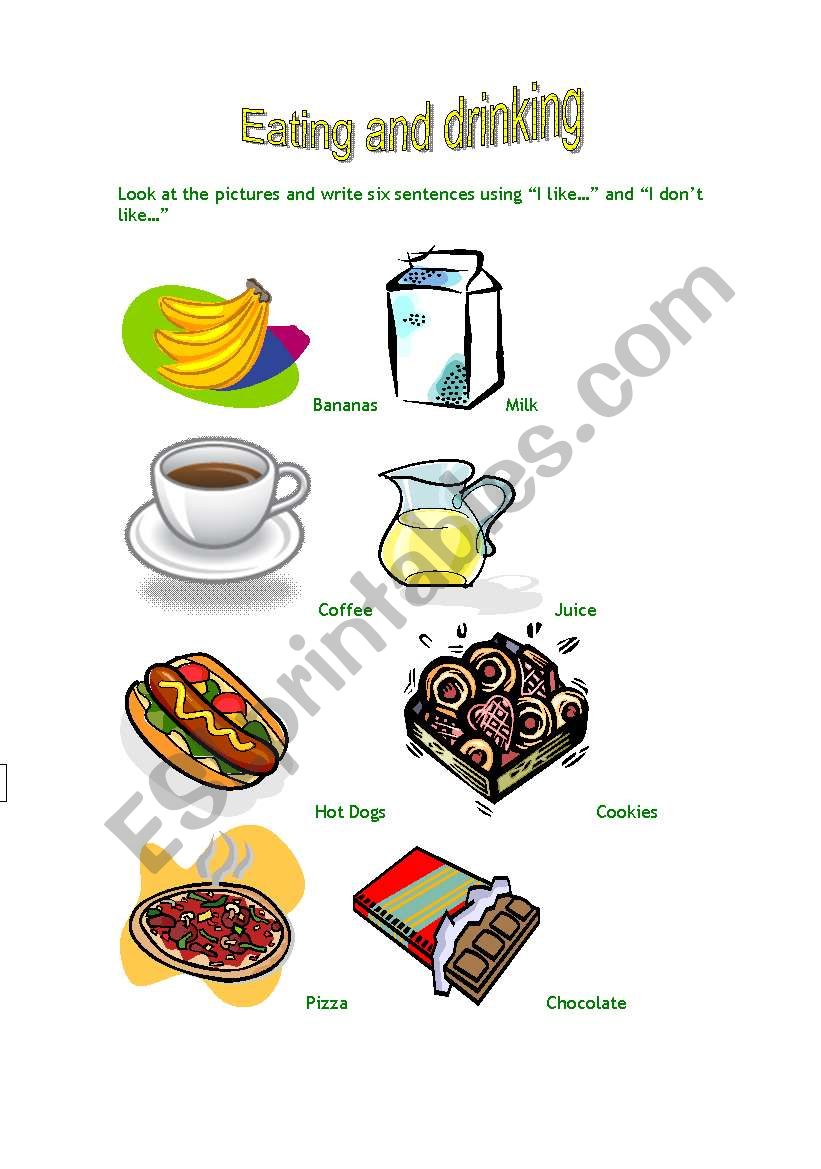 Eating and Drinking! worksheet