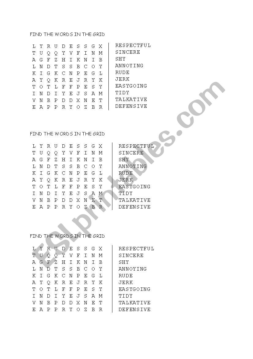 FIND THE WORDS worksheet