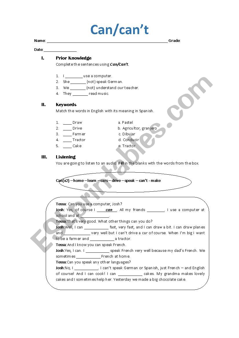 Can/cant worksheet