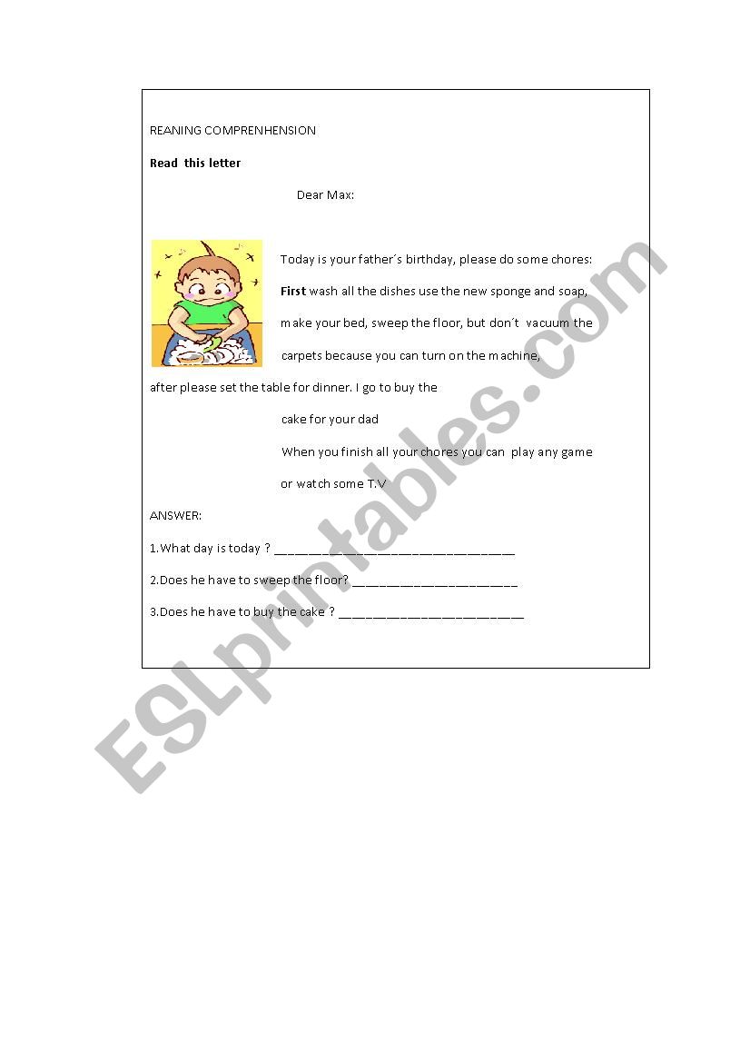 CHORES worksheet