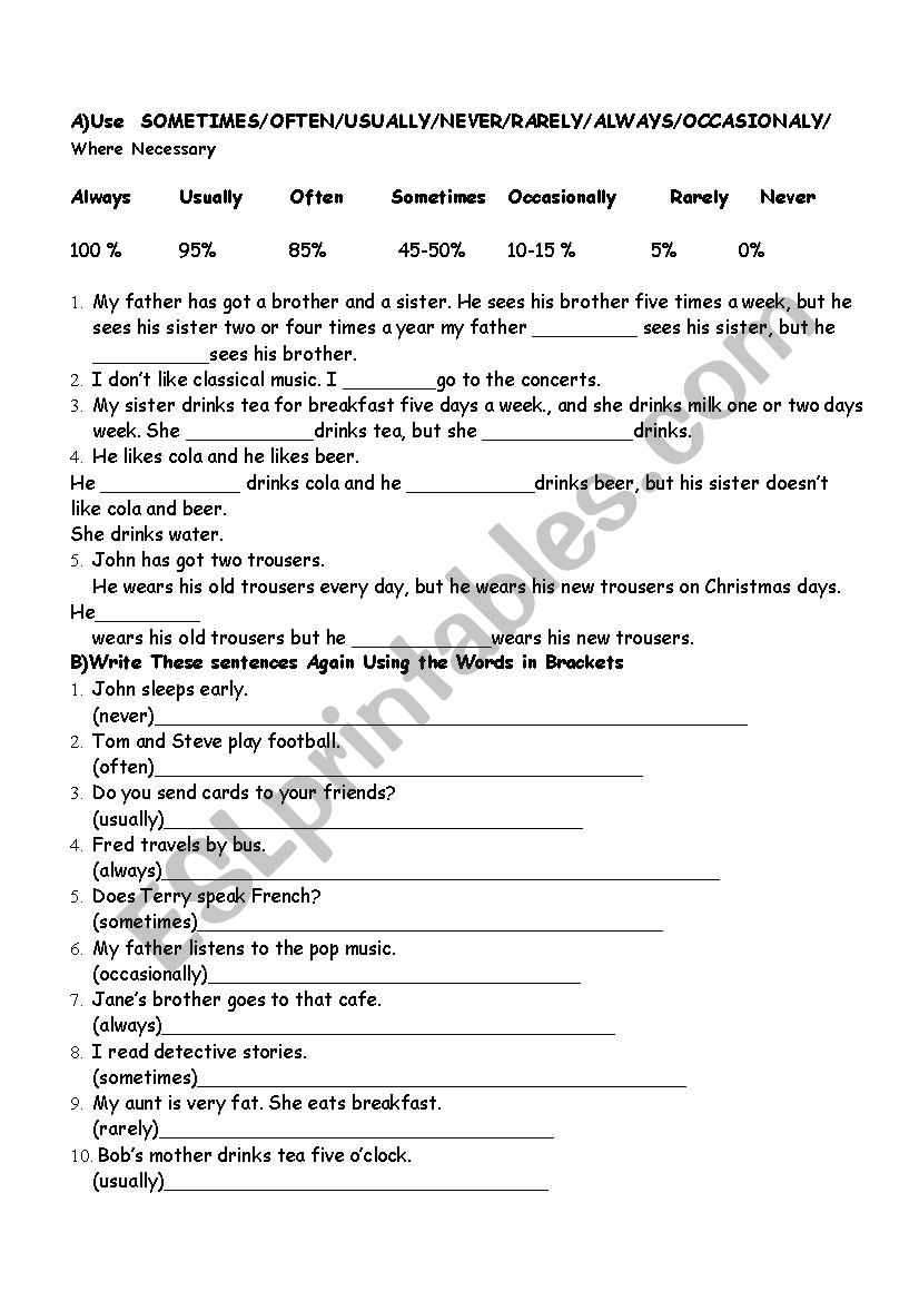 PRESENT TENSE EXERCISES worksheet