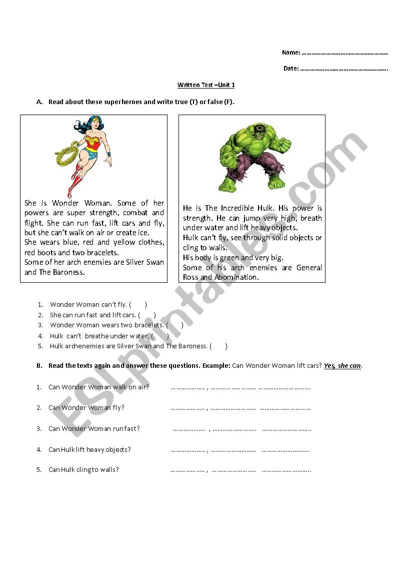 Superheroes - ESL worksheet by Maruanfa