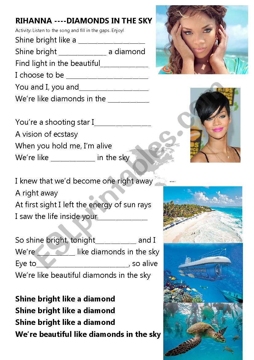 rihanna shine bright like a diamond what is the song about