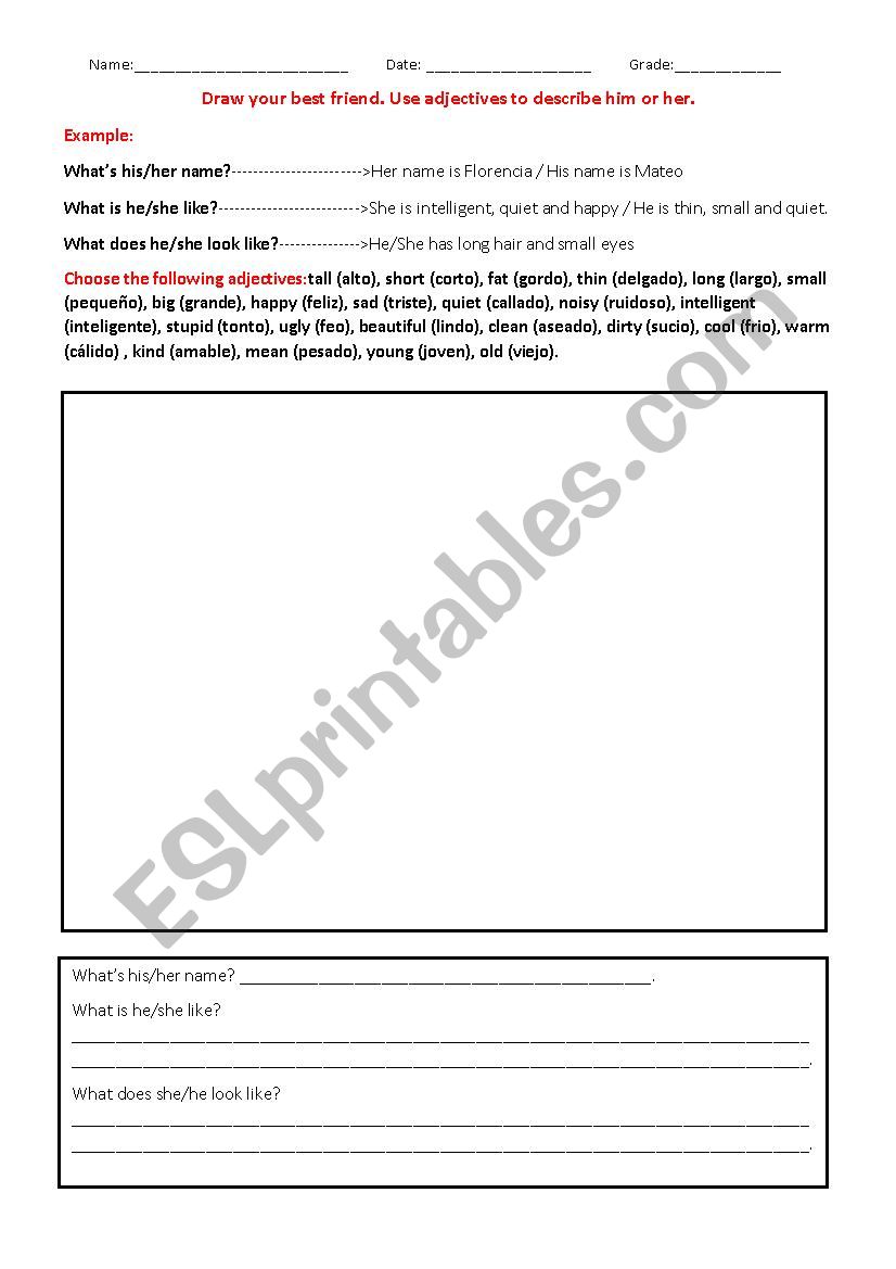 Describing people worksheet