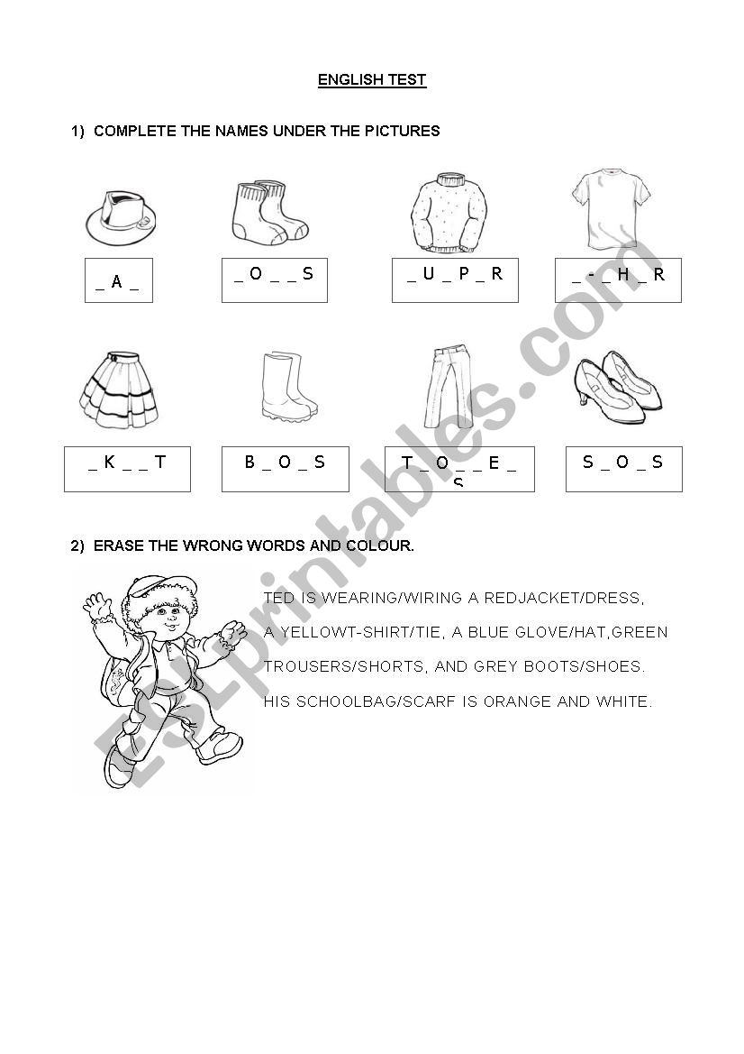 Clothes worksheet