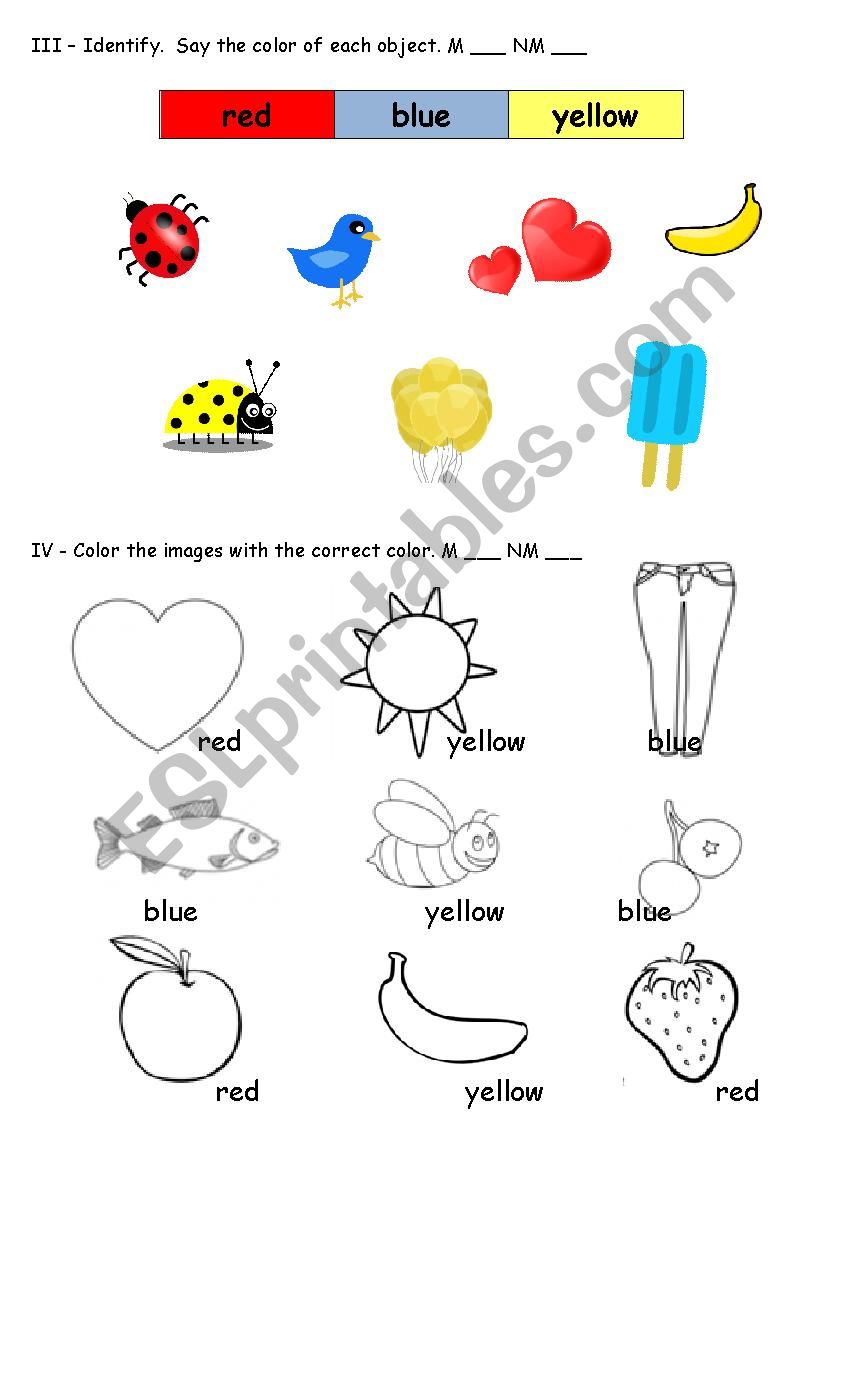 preschool primary colors worksheet for kindergarten preschool k