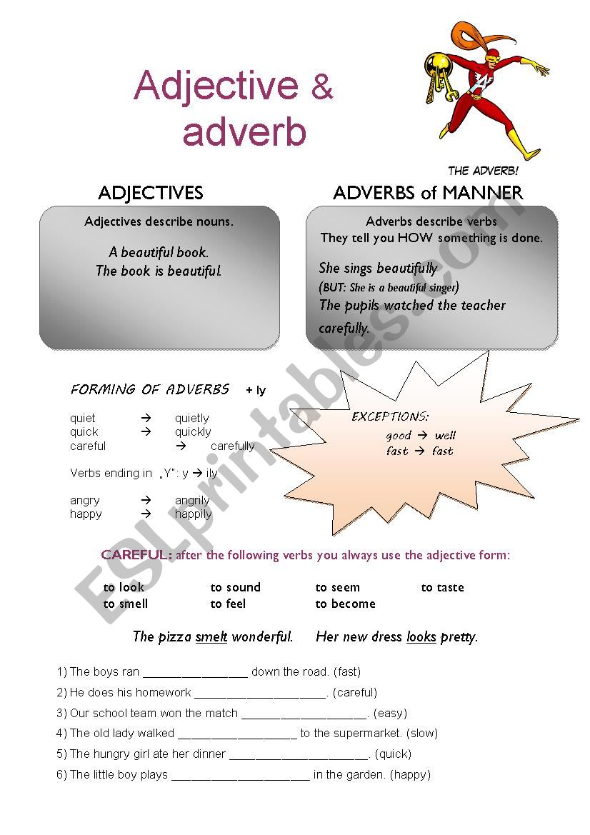 Adverb Adjective ESL Worksheet By Eva trauner