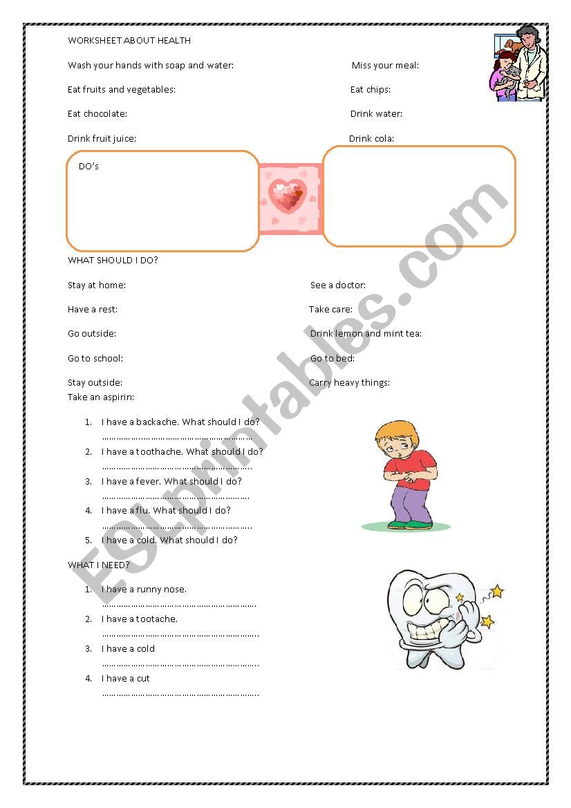 worksheet about health worksheet