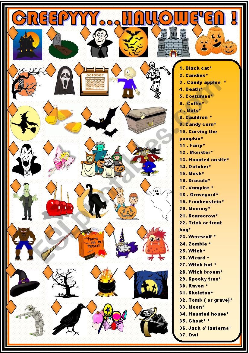 Hallowe´en : new matching - ESL worksheet by spied-d-aignel