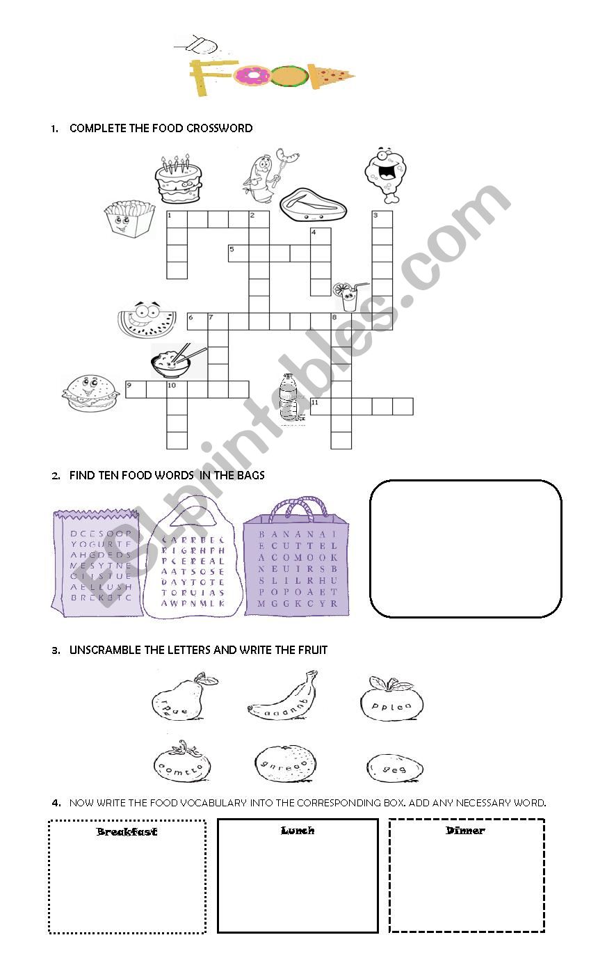 FOOD worksheet