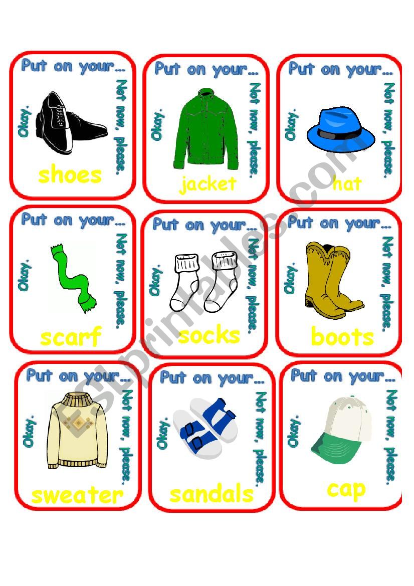 Put on your shoes / Go Fish - ESL worksheet by EstherLee76