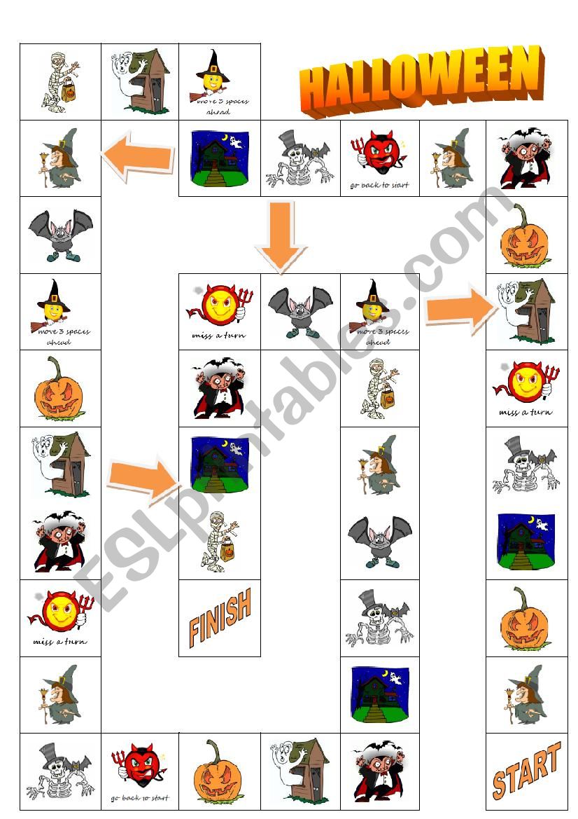 Halloween Board Game Esl Worksheet By Olgamiko88