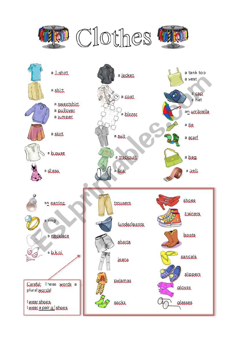 Vocabulary Clothes - ESL worksheet by leseulpatricien