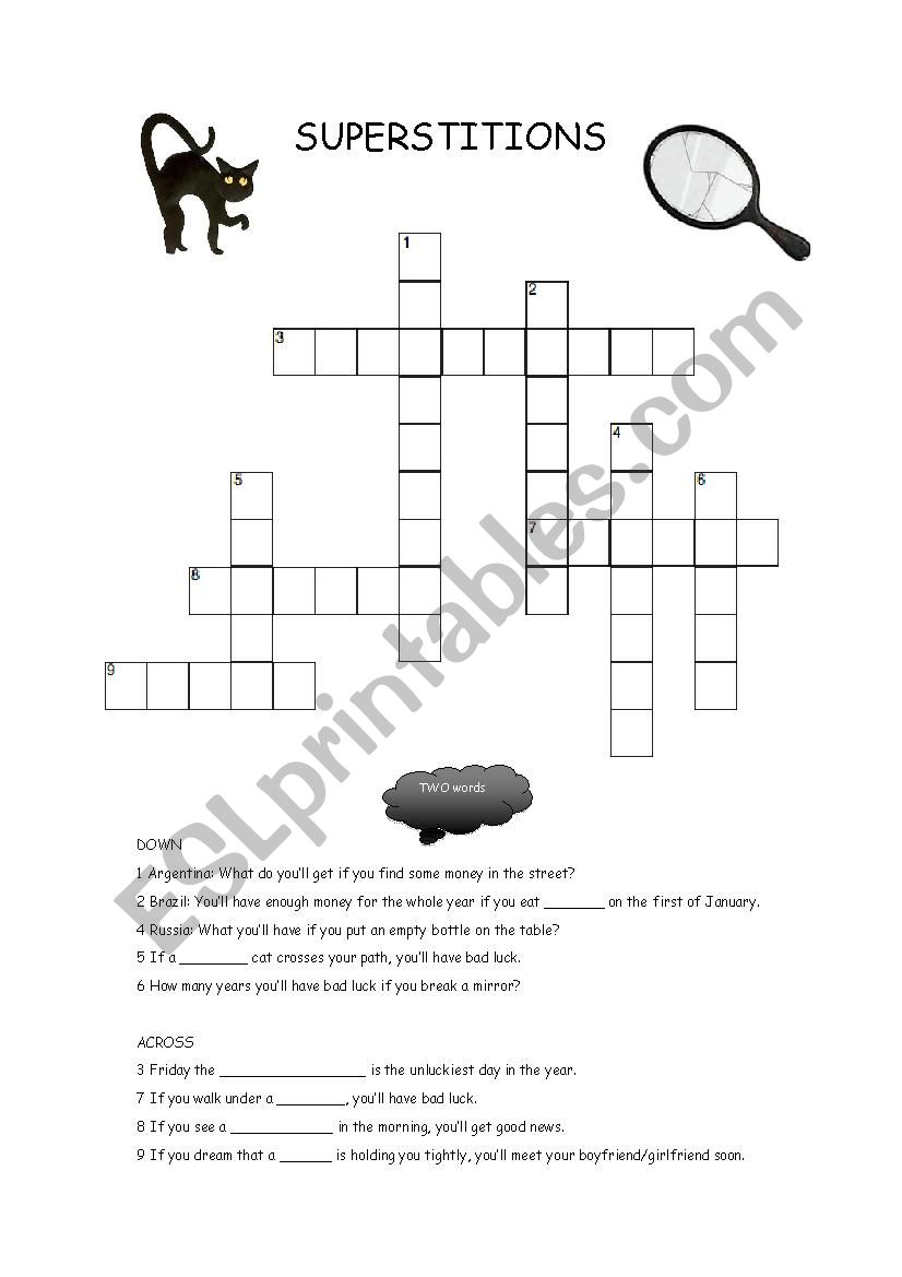 SUPERSTITIONS worksheet