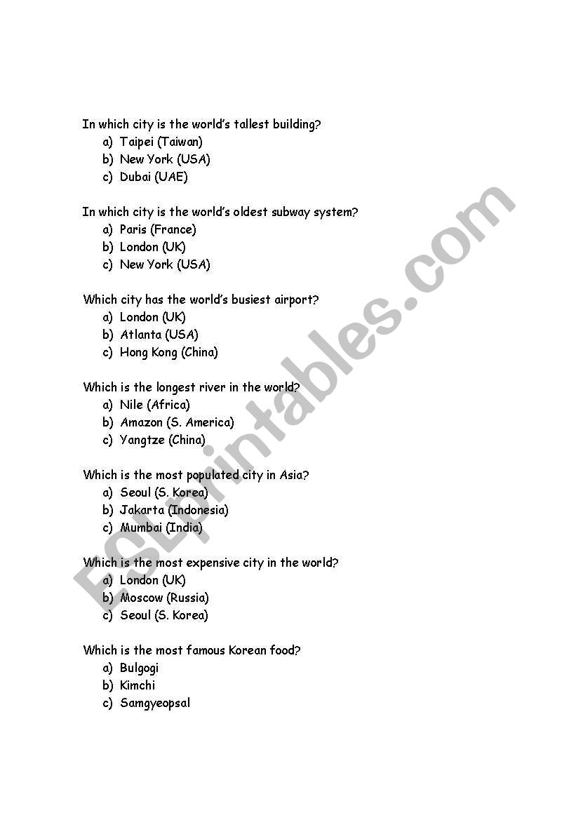 Superlatives Lessons worksheet