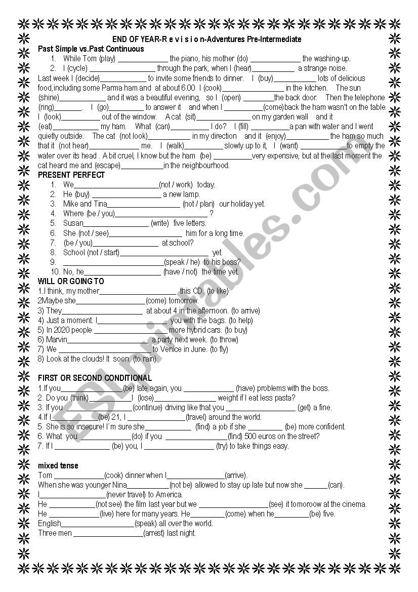 Esl Intermediate Worksheets