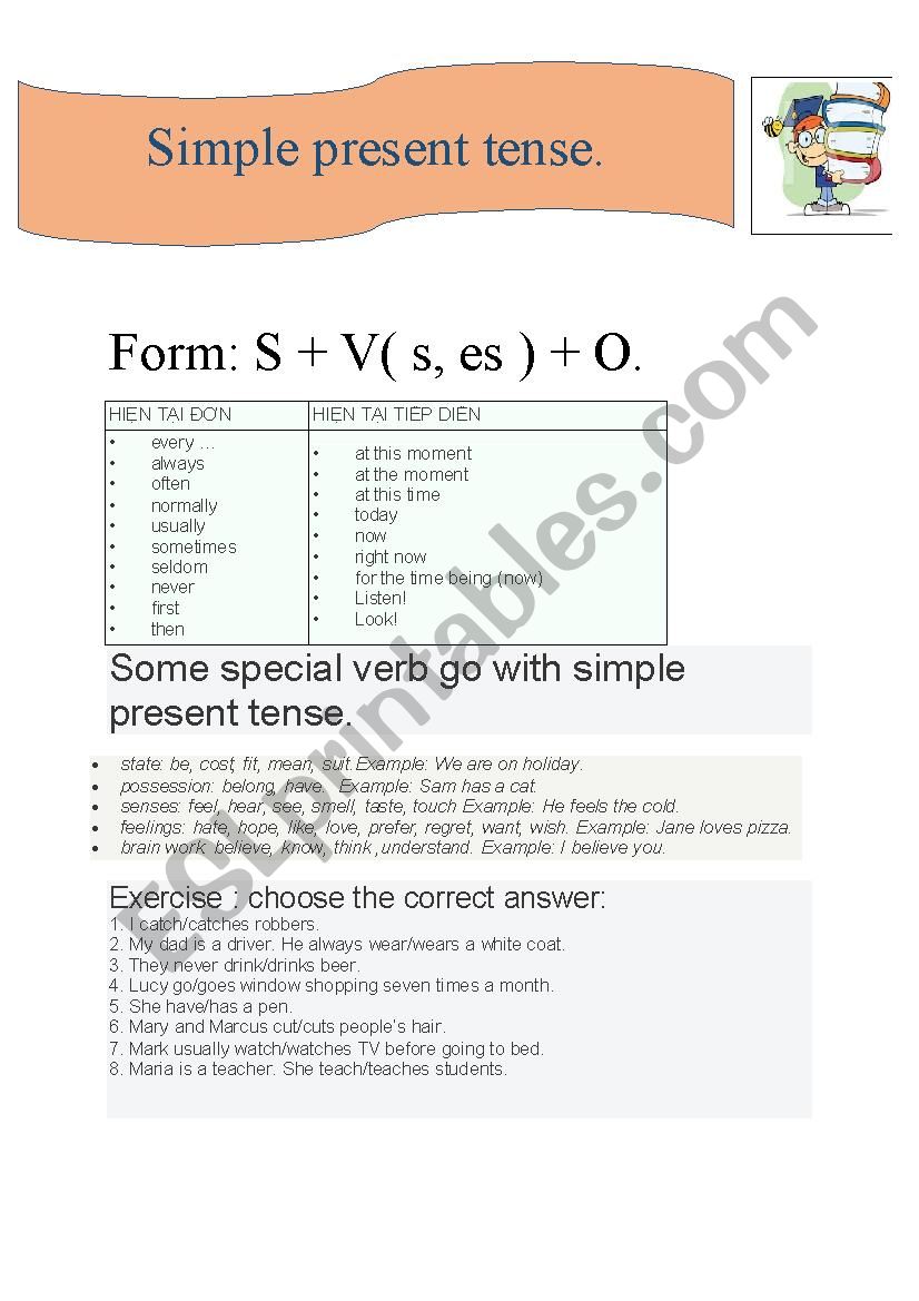 Simple present tense worksheet