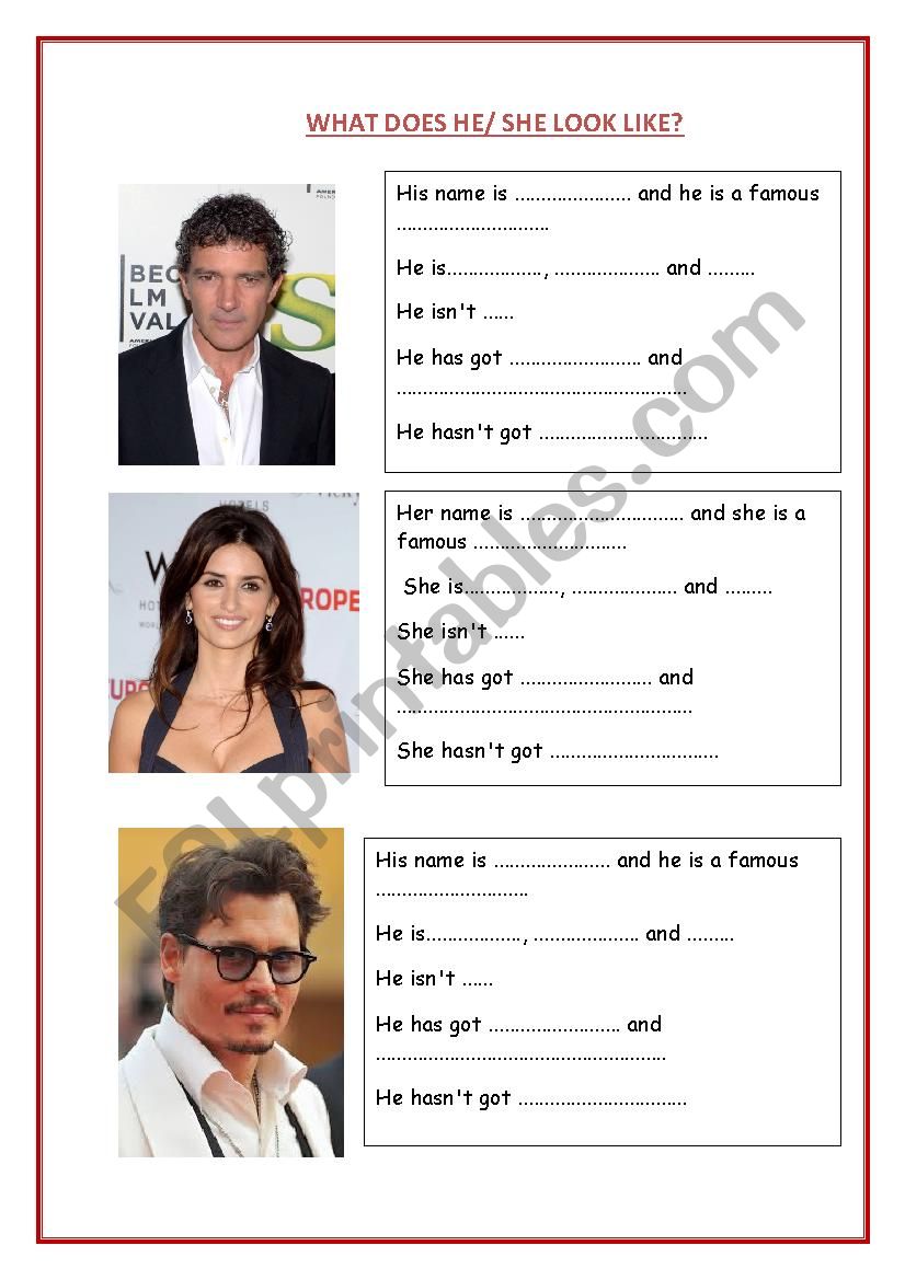 What Does He She Look Like Esl Worksheet By Anabeli