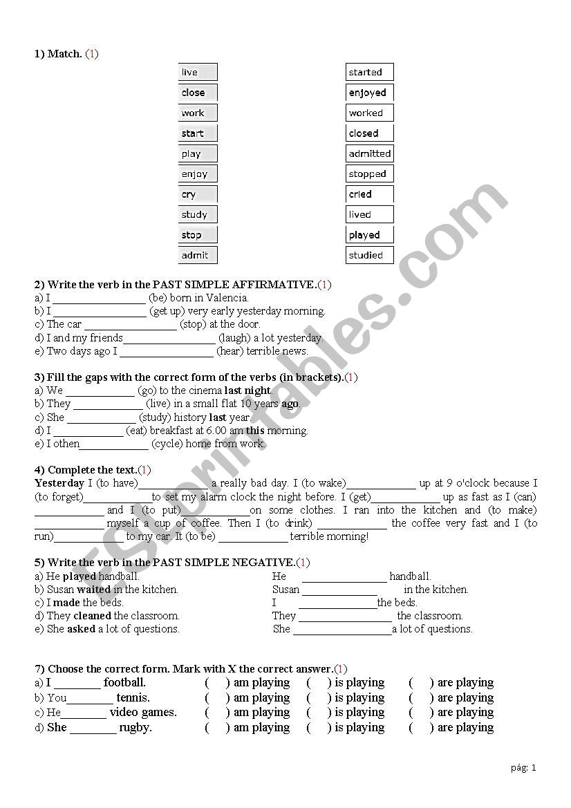 TEST 1  November/2016  9th CLASS 