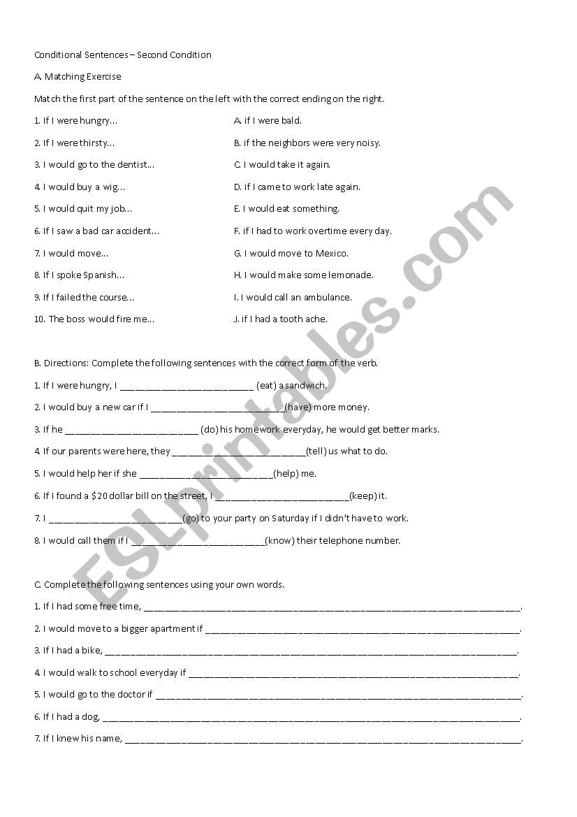 2nd Conditional exercises worksheet