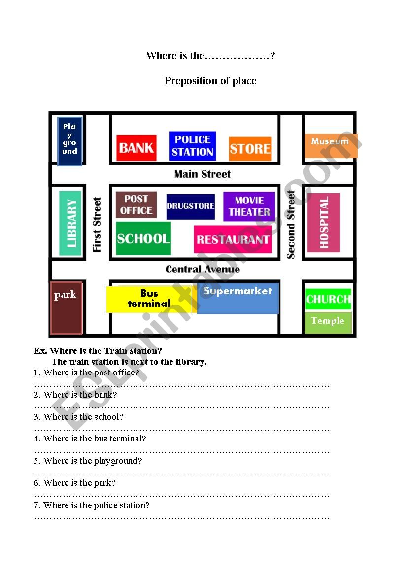 preposition of place worksheet