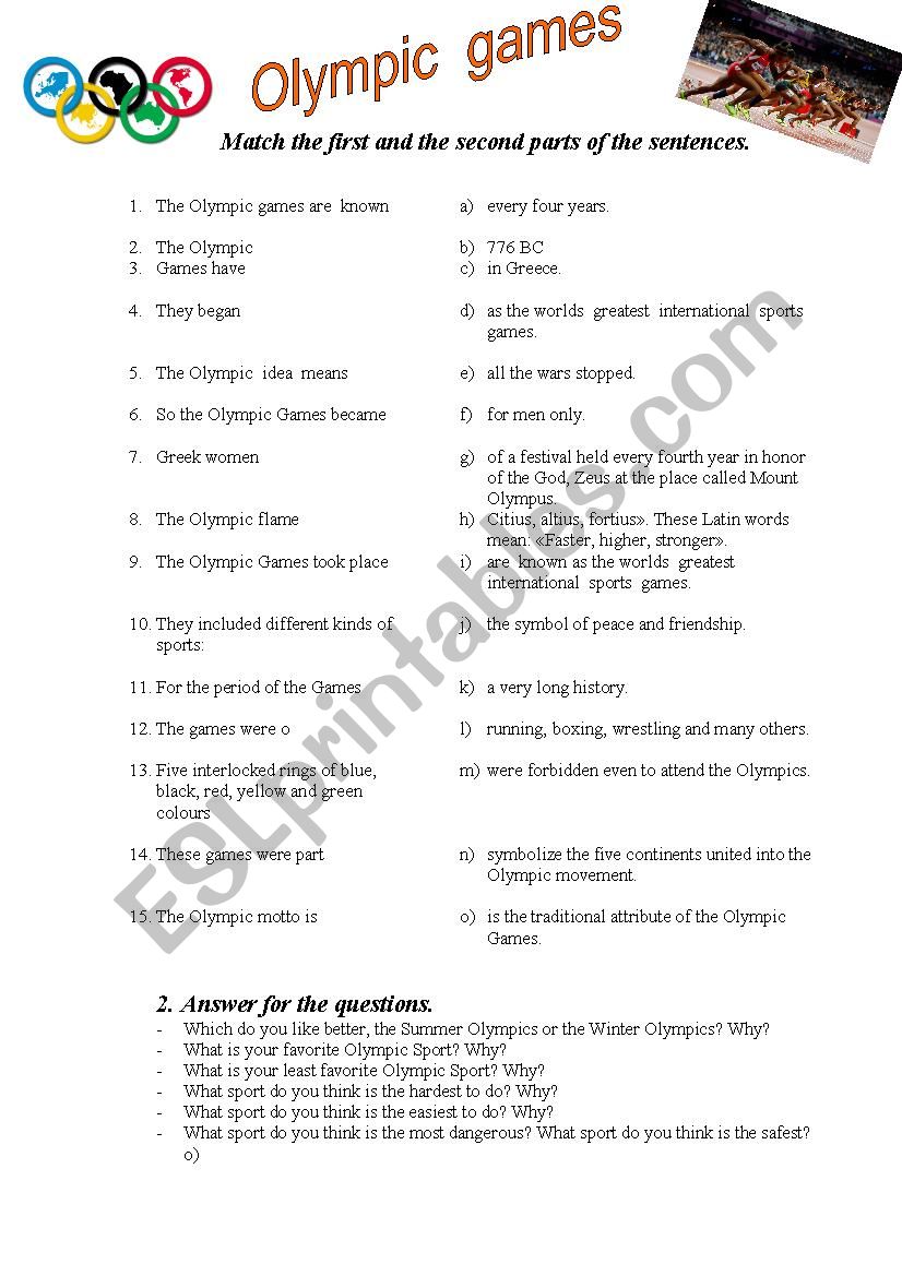 The Olympic Games worksheet