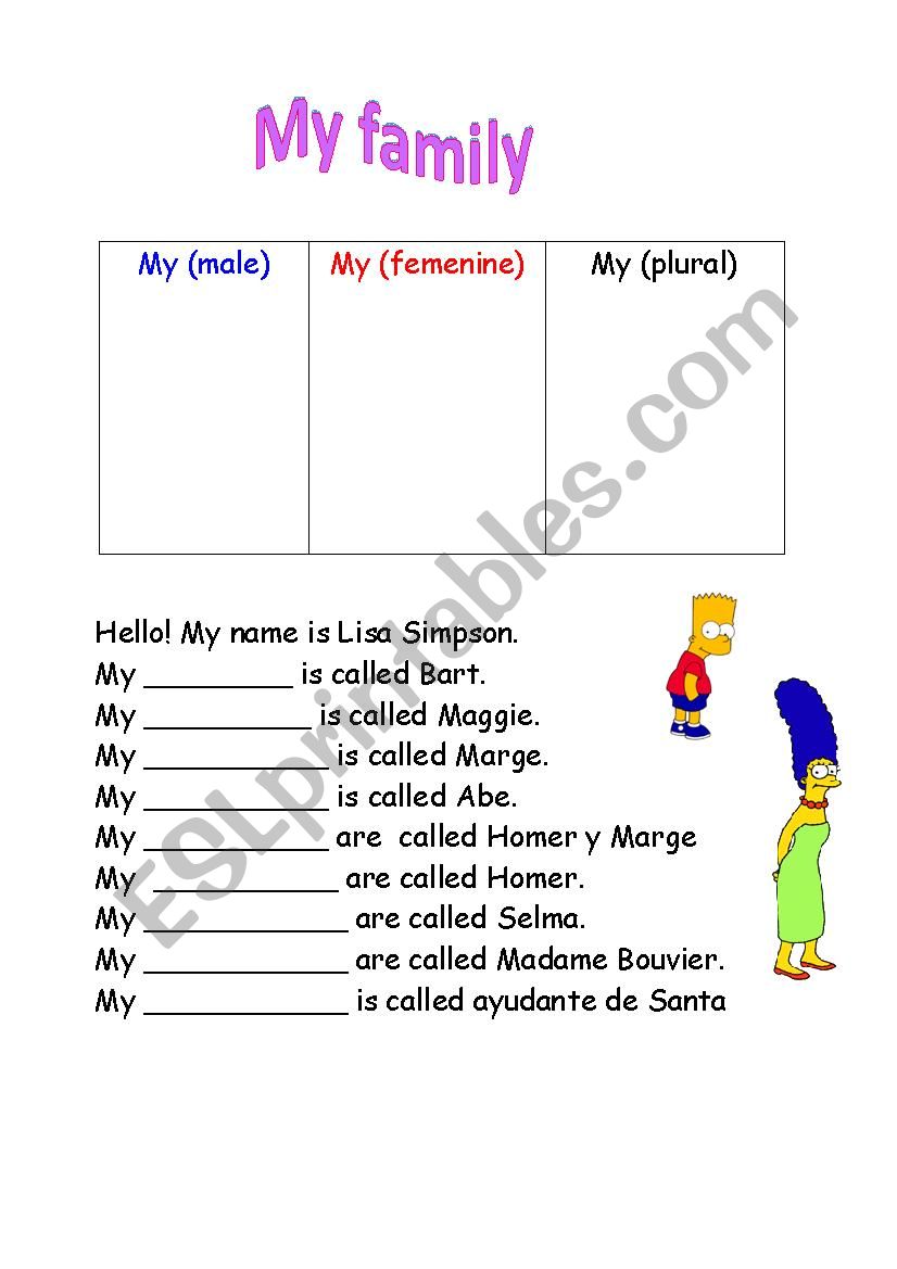 my family tree worksheet