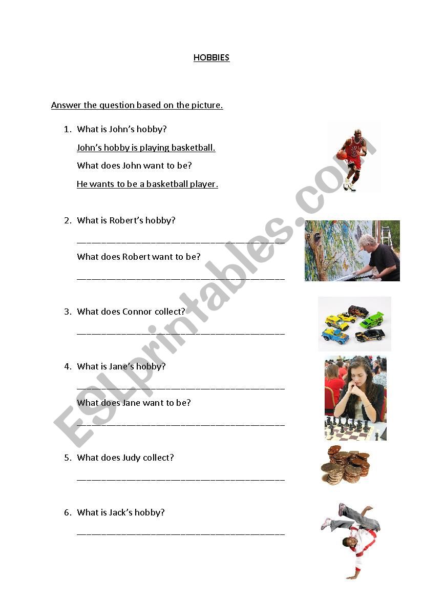 Hobbies Worksheet worksheet