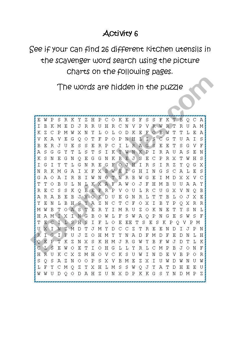 Word Search For Common Kitchen Utensils ESL Worksheet By Loud