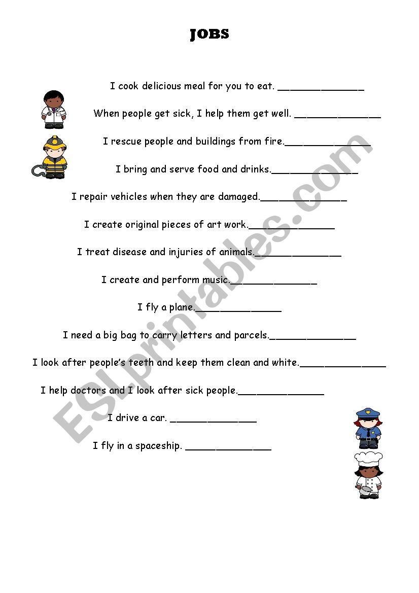 Jobs worksheet