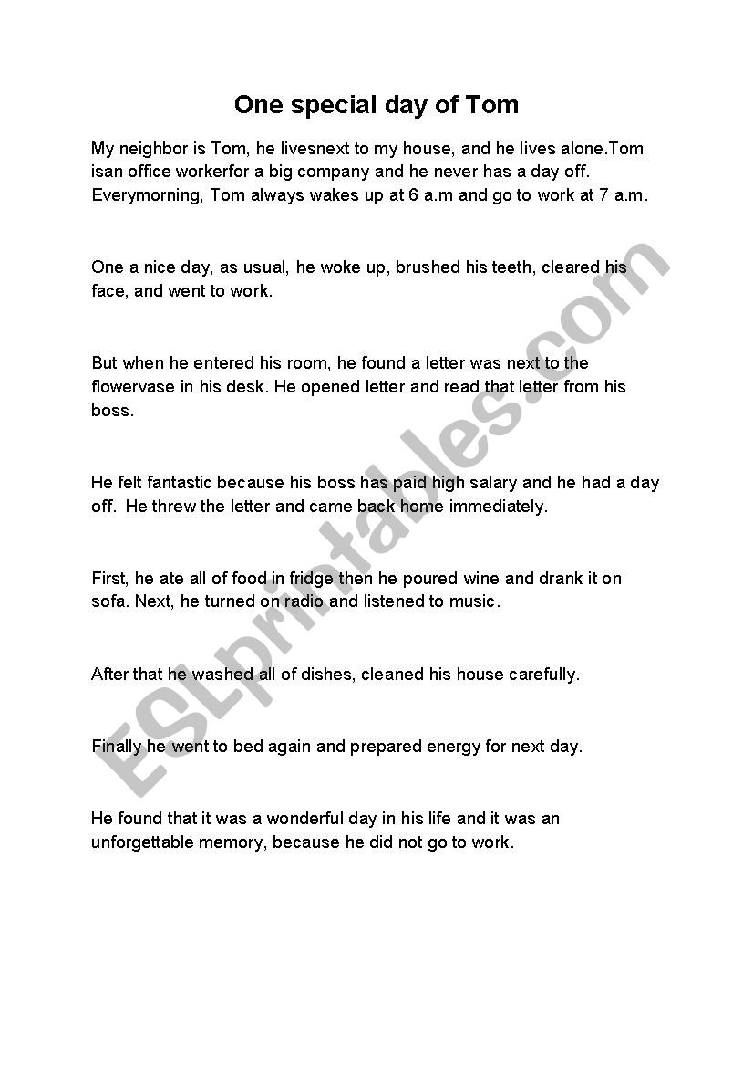 story - ESL worksheet by uyenuyen1995