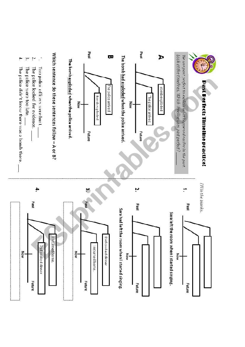 Past perfect timelines worksheet