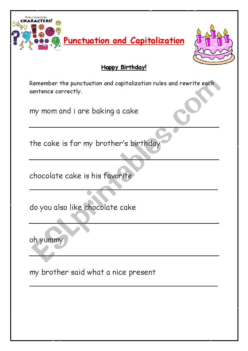 Punctuation And Capitalization ESL Worksheet By Lindanazli