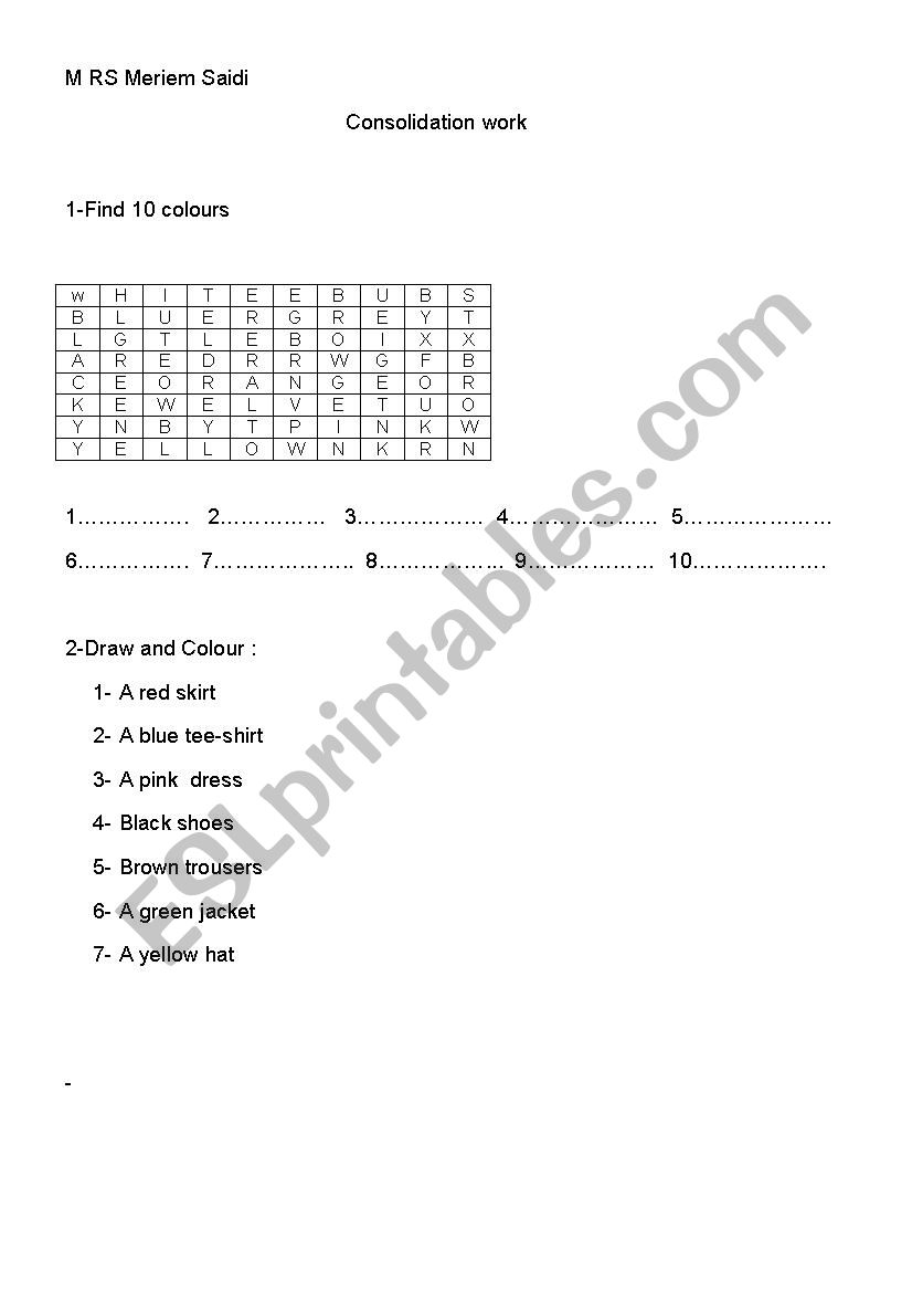 consolidation work worksheet