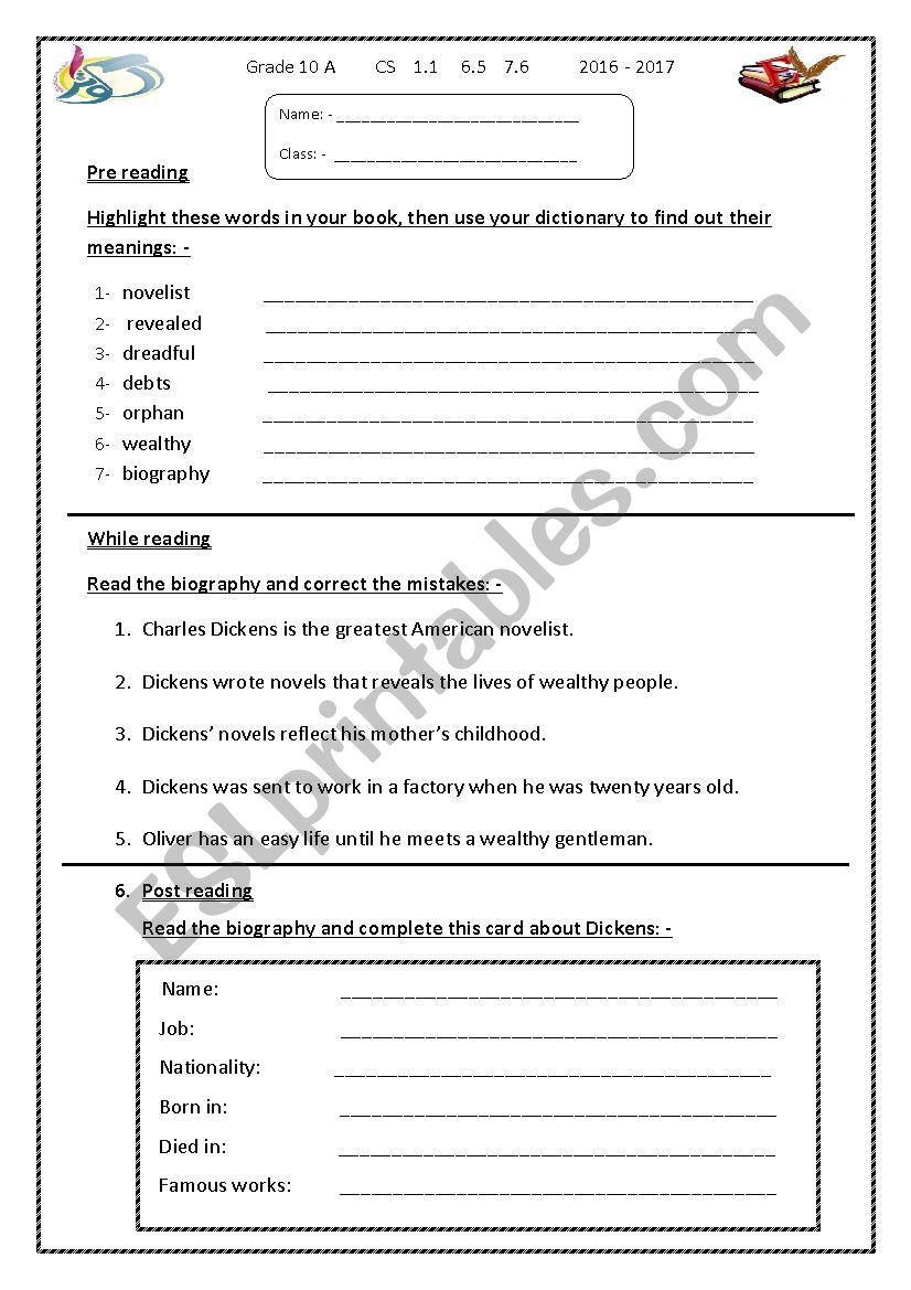 Charles Dickens worksheet