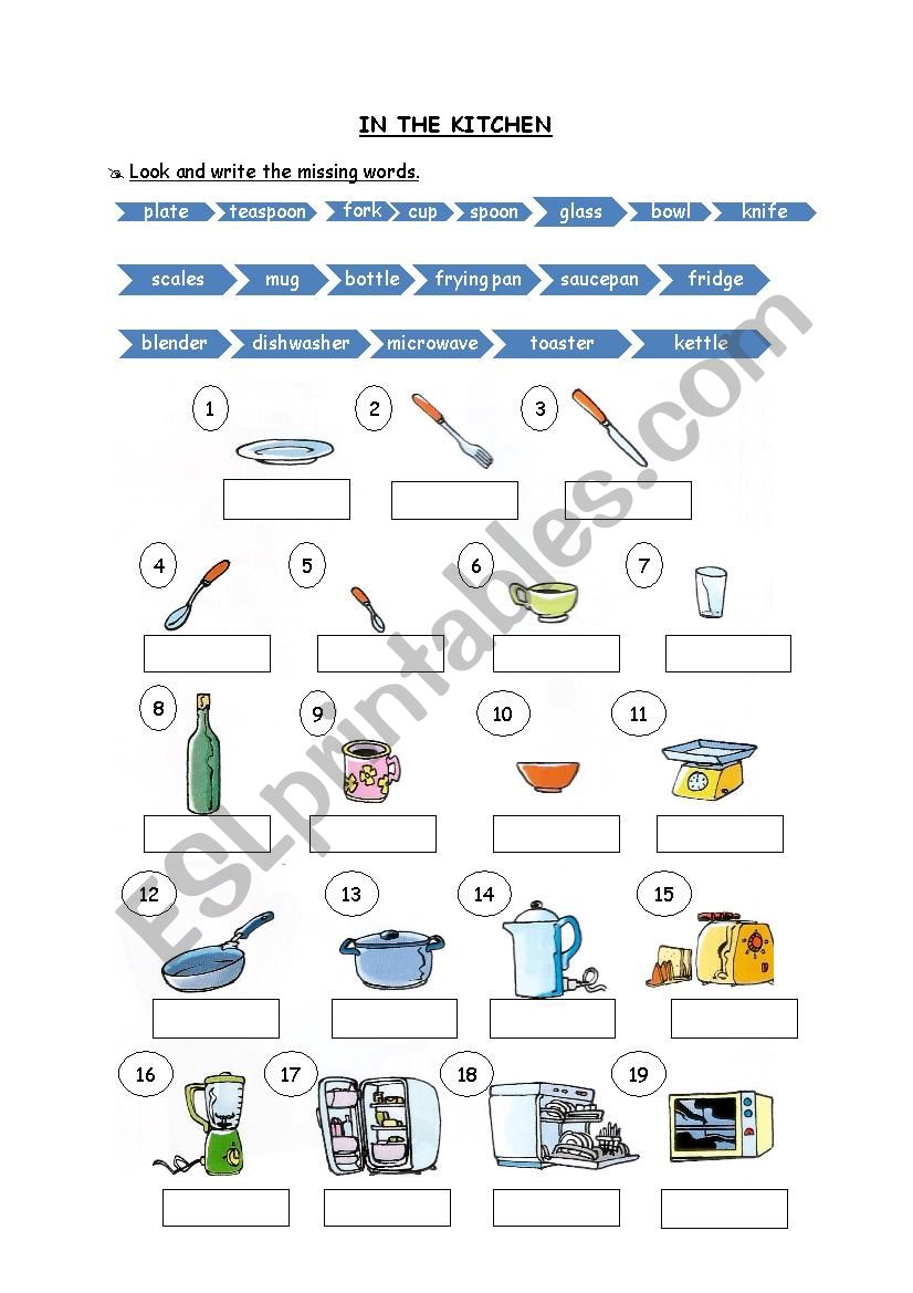 KITCHEN UTENSILS worksheet