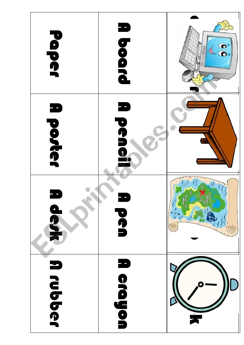 Children´s Class Object Matching Pairs Card Game - ESL worksheet by ...