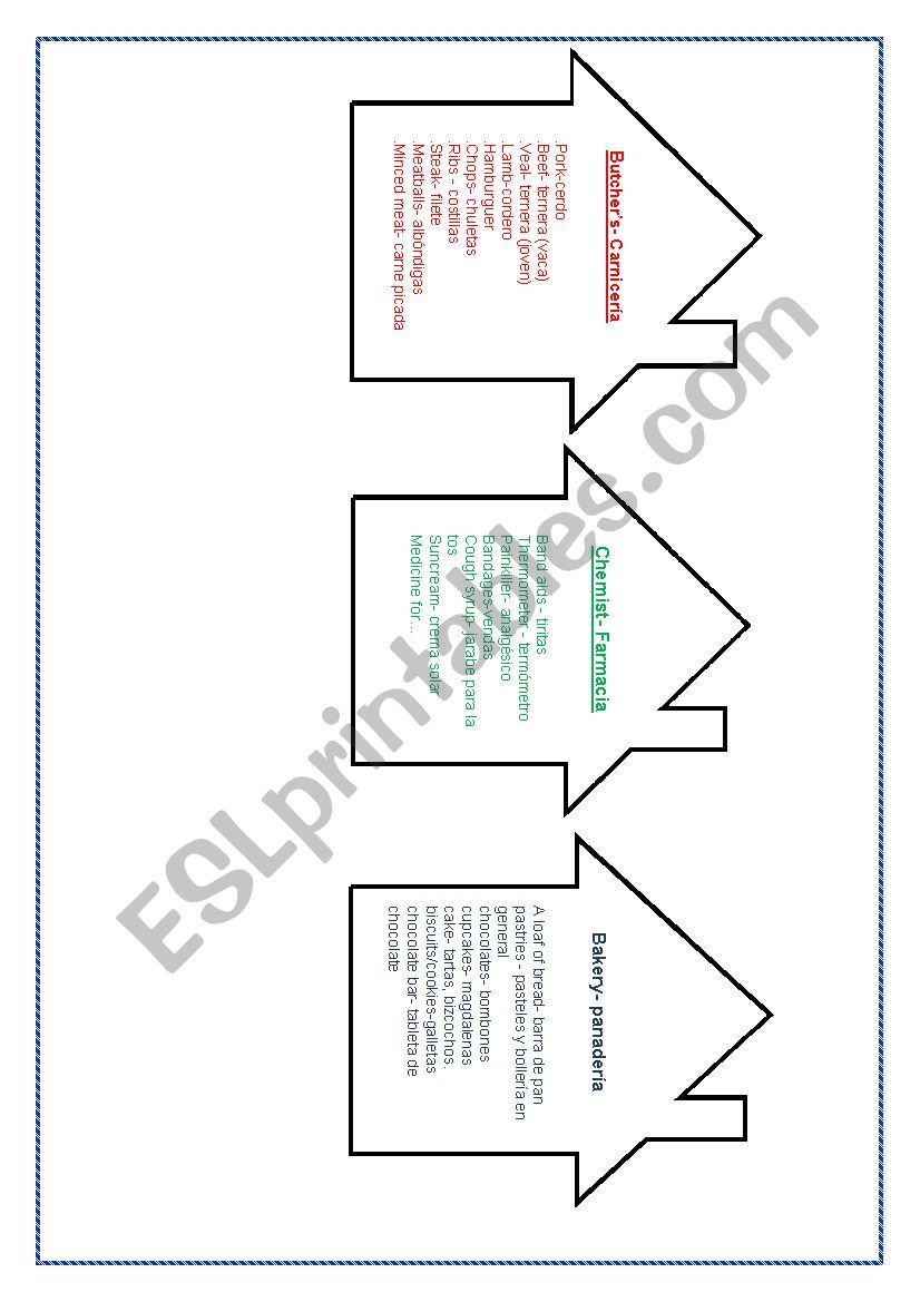 Shops worksheet