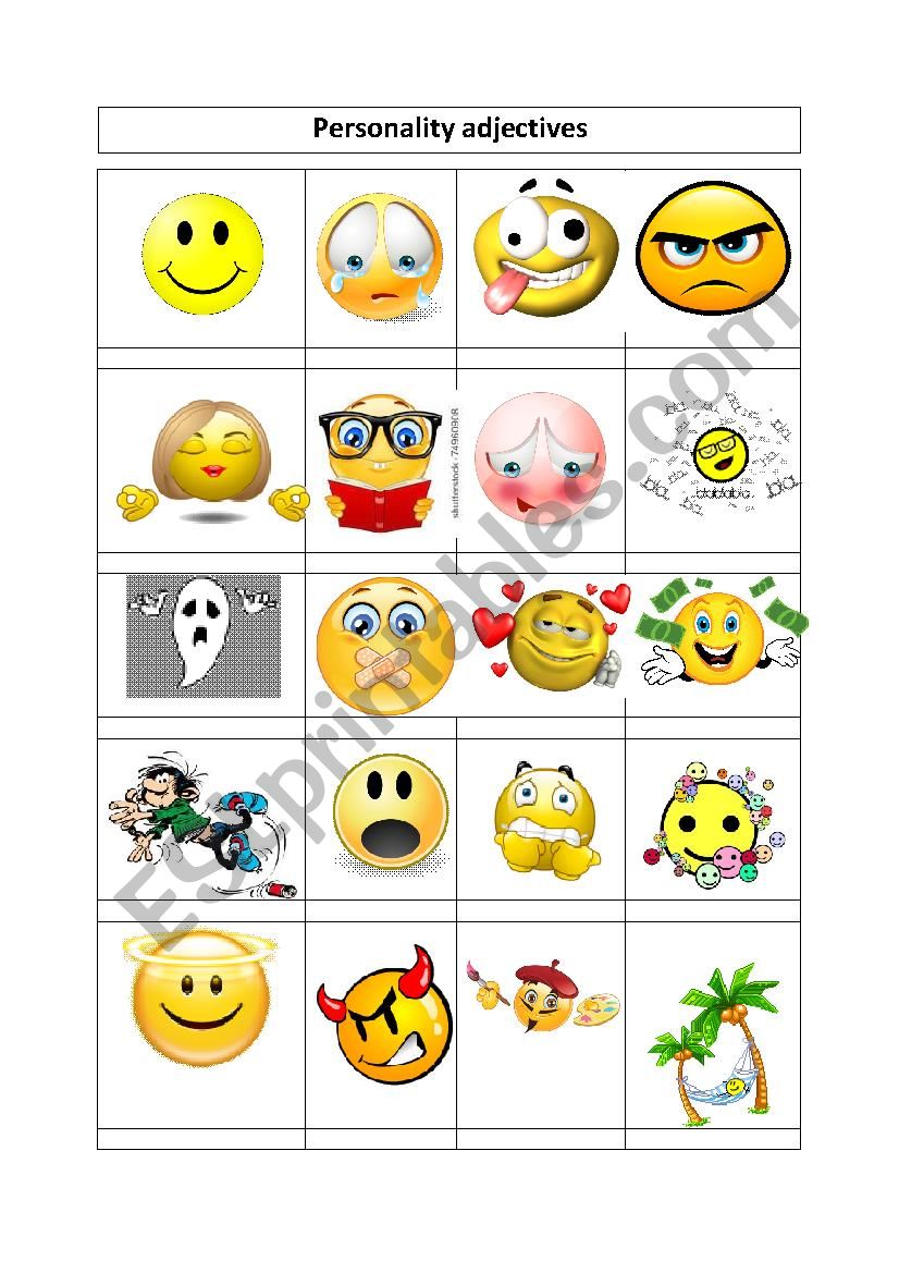 Personality adjectives worksheet