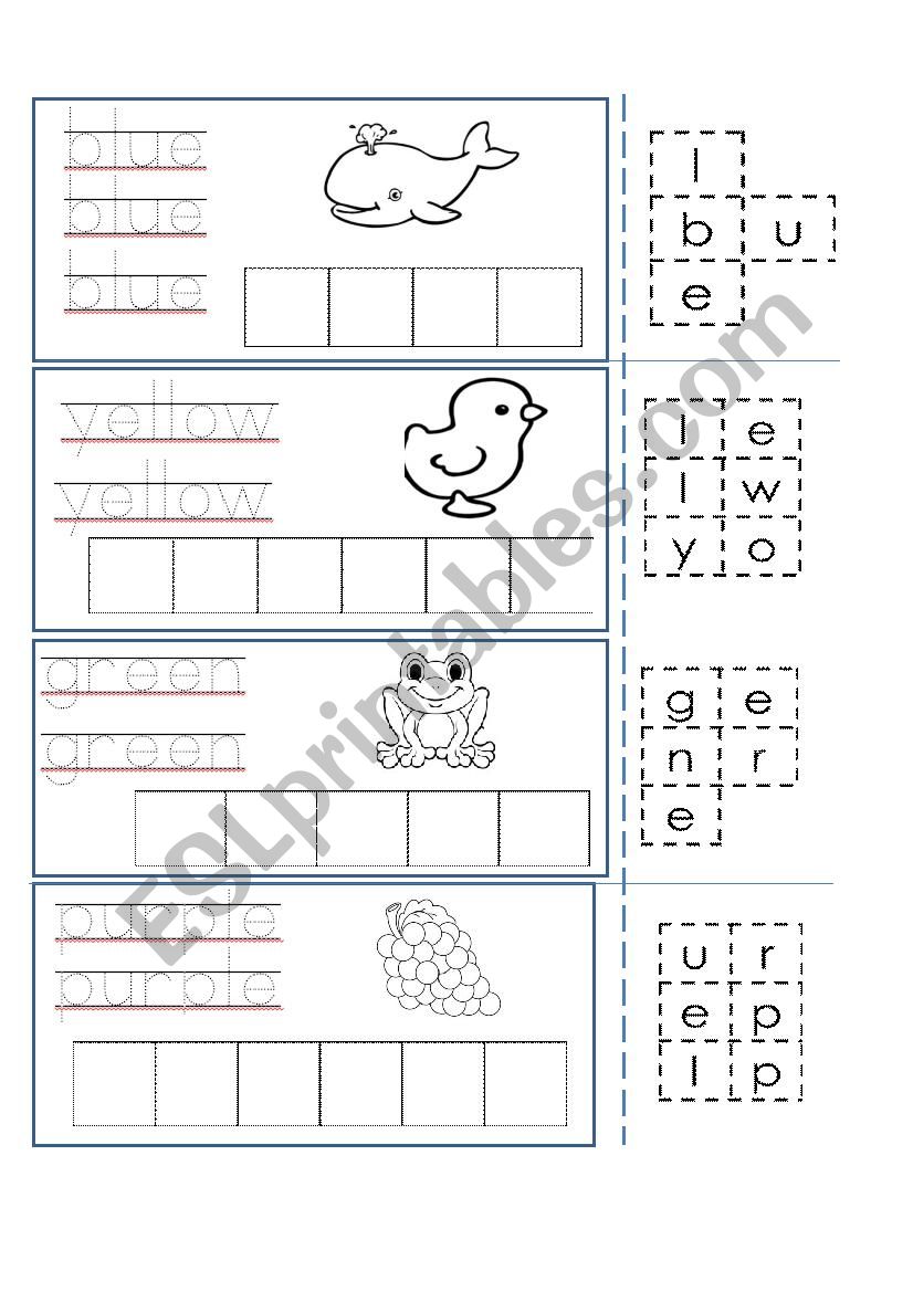 Colors cut and paste worksheet