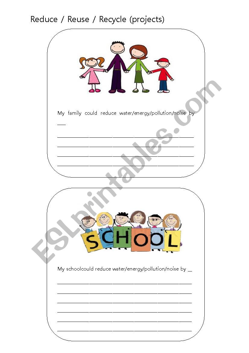 Reduce / Reuse / Recycle worksheet