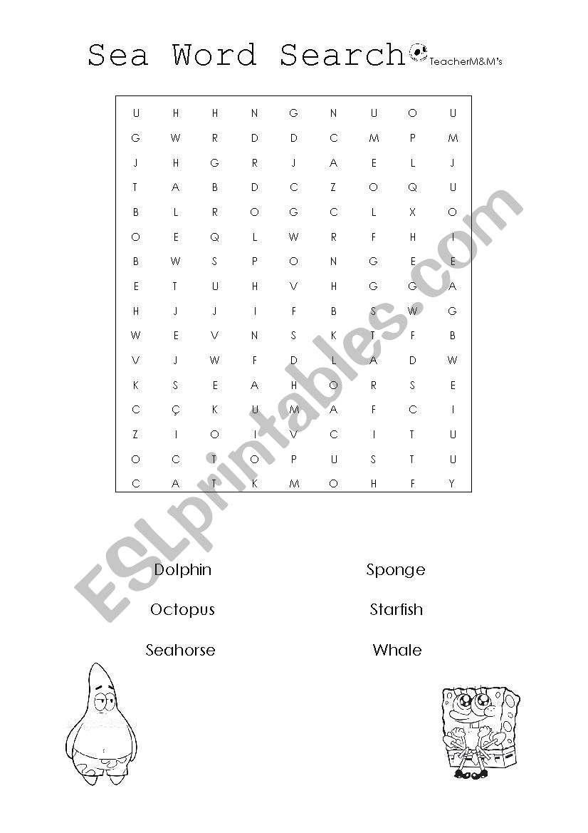 Word Search - Sea worksheet