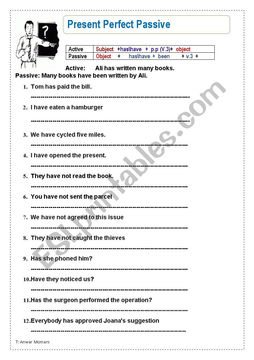 Present Perfect Passive ESL Worksheet By Anwarmom