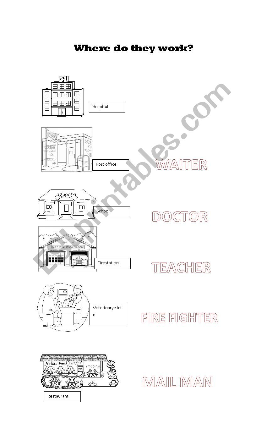 Places and jobs (A-an) worksheet