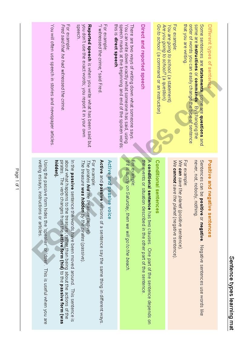 sentences - ESL worksheet by mollxxxx