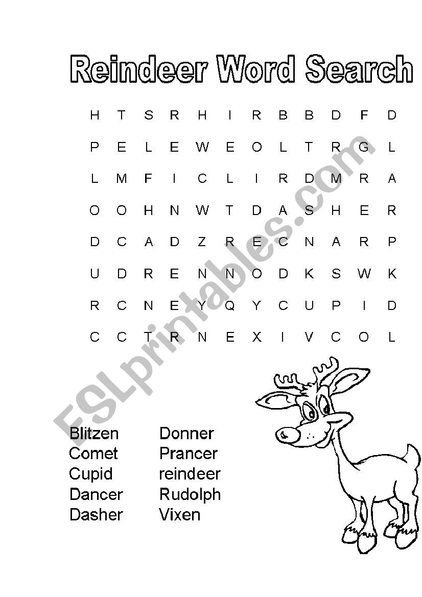 christmas wordsearch worksheet