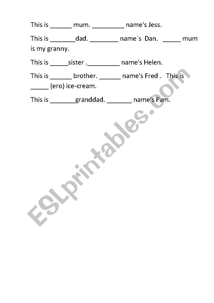 Possessives  worksheet