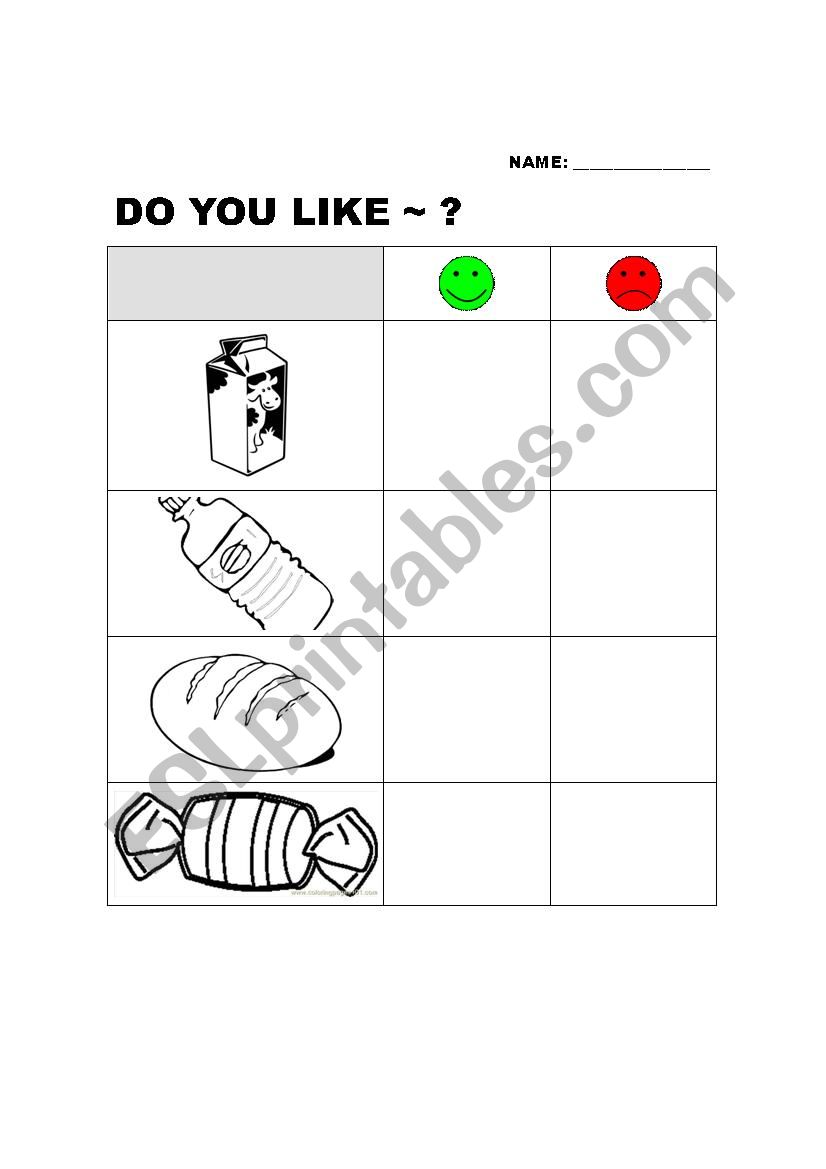 Do you like...? worksheet